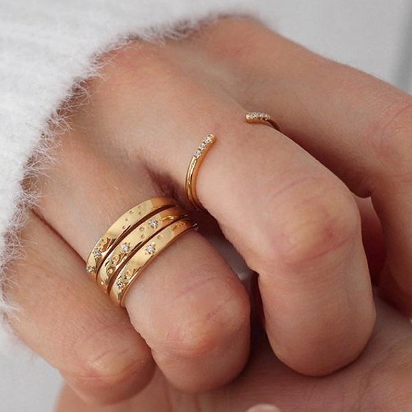 Gold Vermeil Open Pave Knuckle Ring - Picture 5 of 6